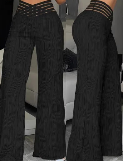 Elegant High Waist Flared Pants For Women