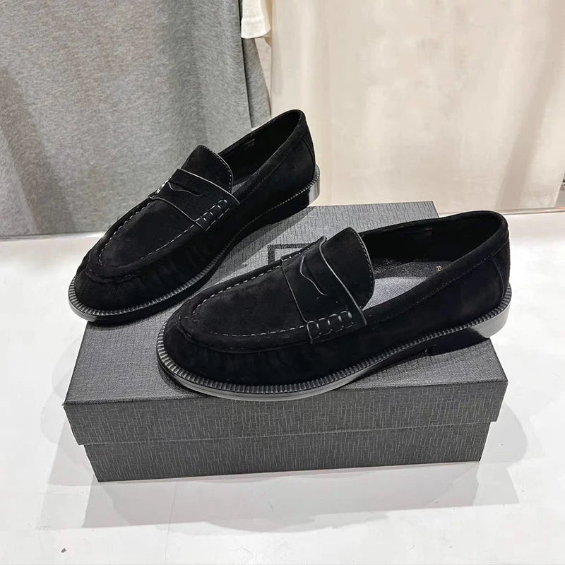 New Women Loafers Round Toe Top Quality Genuine Leather Low Heel Shallow Comfort  Shoes