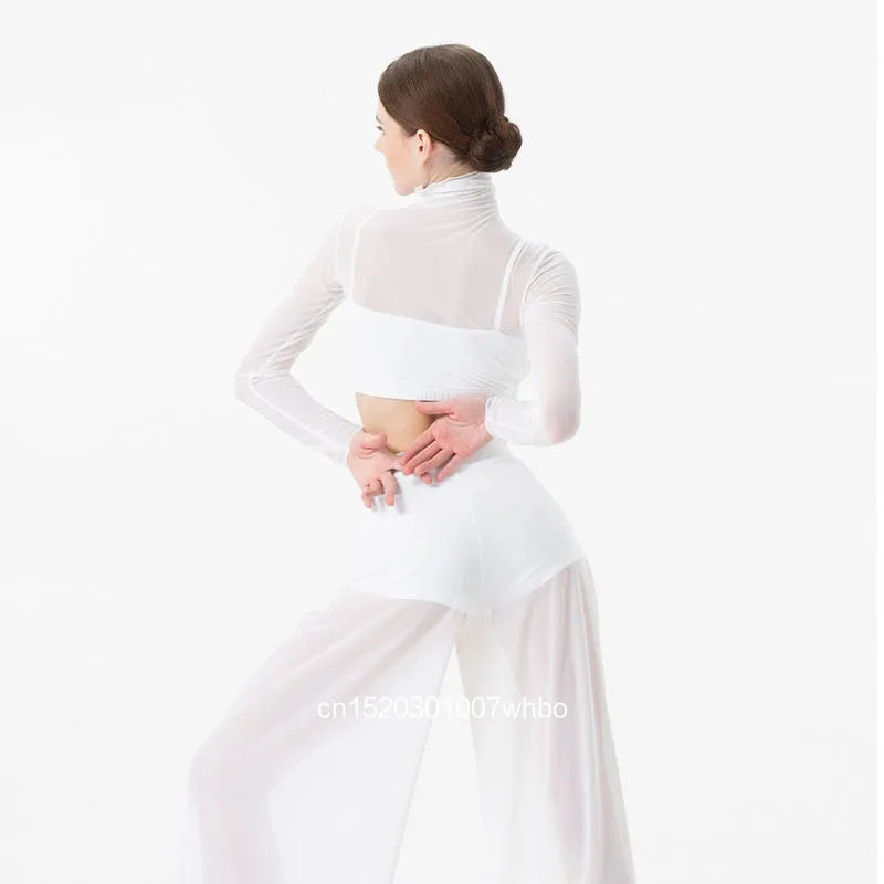 Dance Set Women's Elegant Classical Modern  Dance Practice Mesh