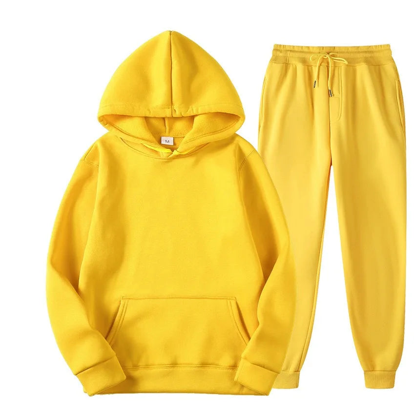 New Solid Color Hoodie+pants Two-piece set