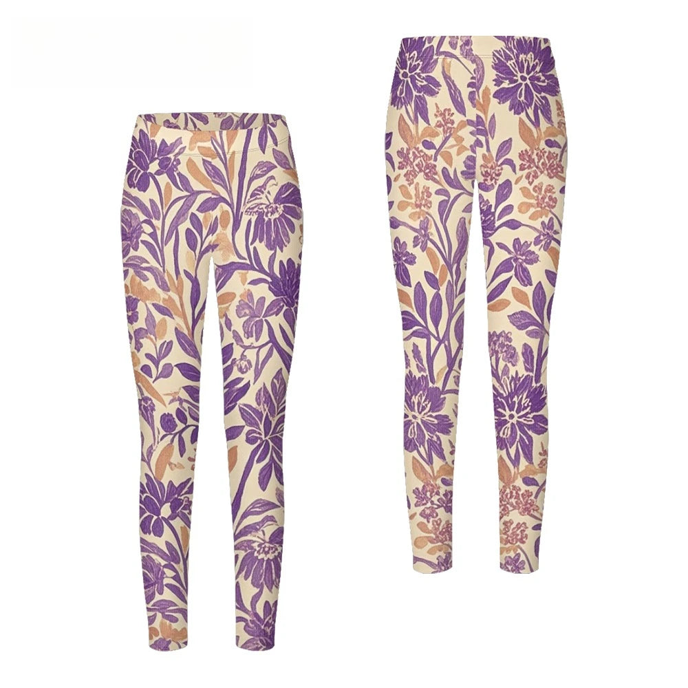 Women's High-Waisted Leggings with Botanical Print