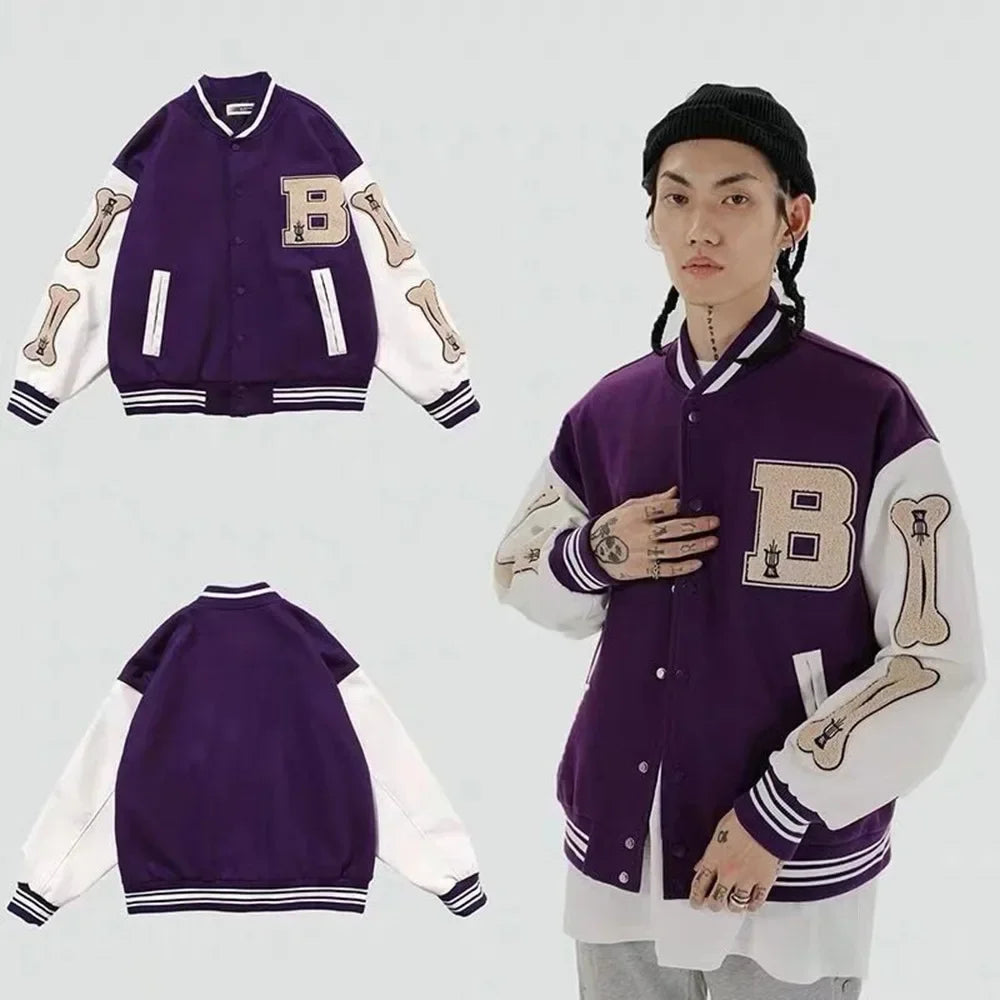 Men Baseball Jackets  Long Sleeve Bomber Jacket