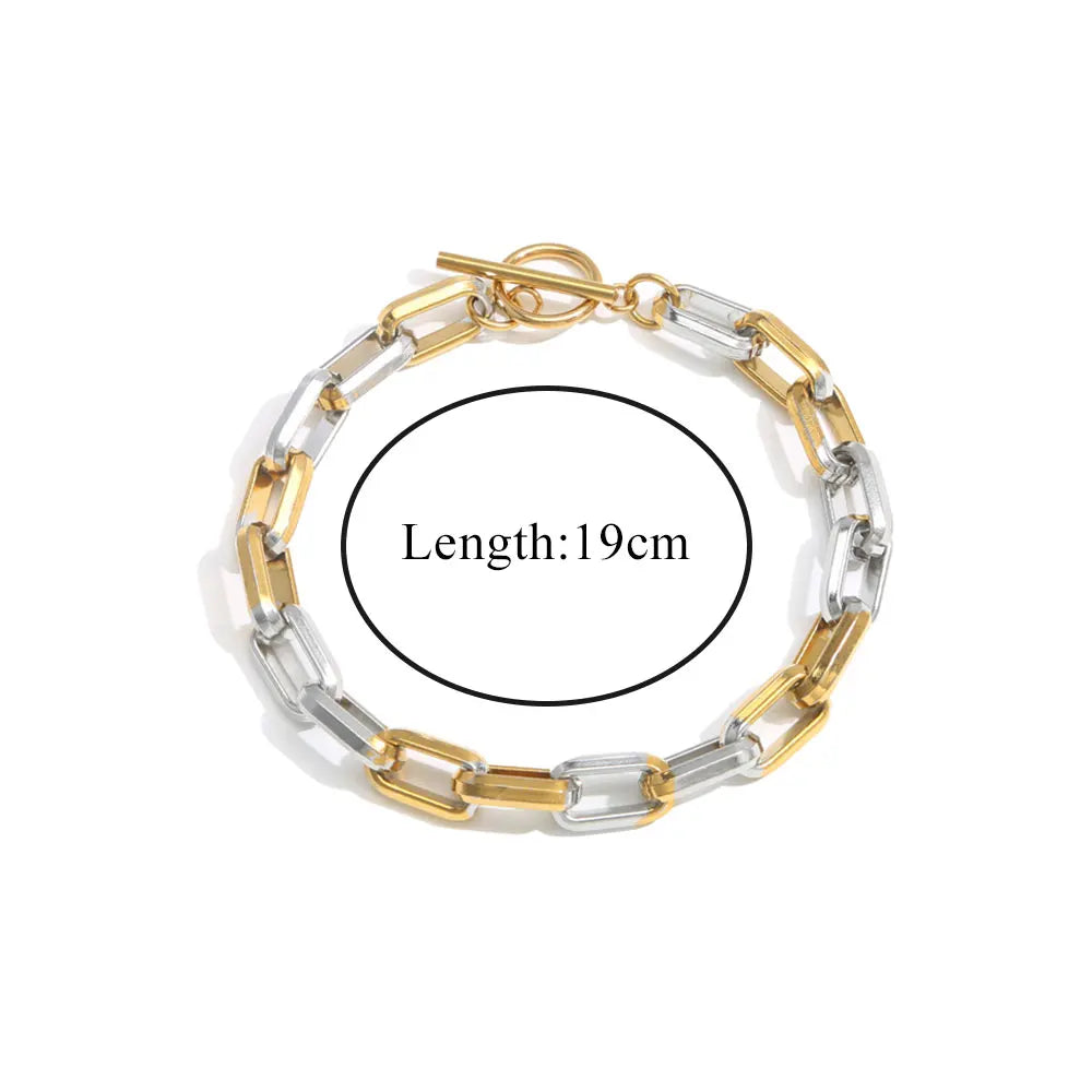 Stainless Steel Bracelets Paper Clip Chain Two-tone Craft