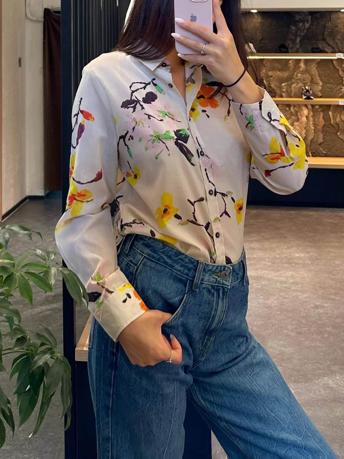 Women 2 Pieces Sets Floral Printed Shirt