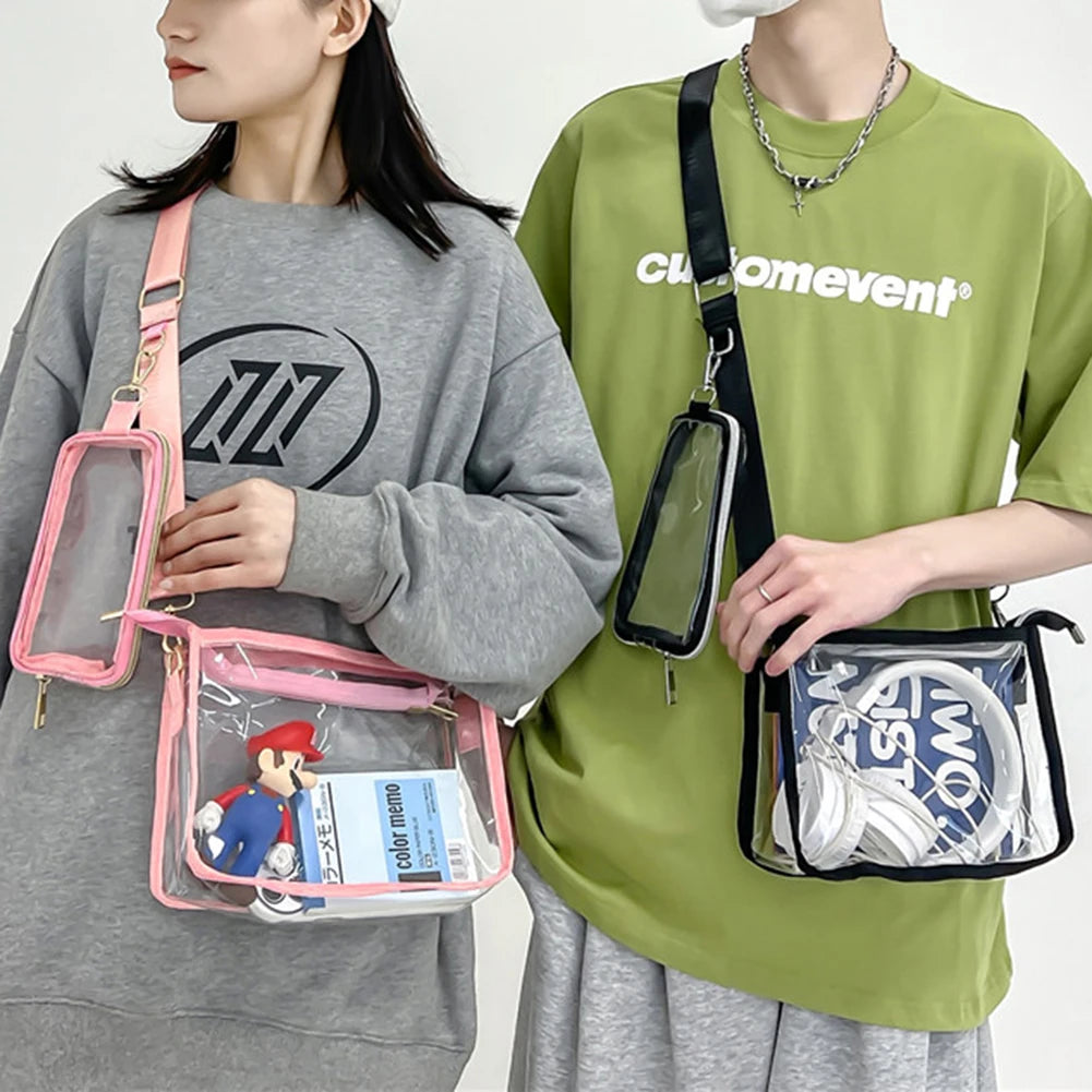 Women Crossbody Bag Casual Clear Clutches Zip Closure Travel Bag