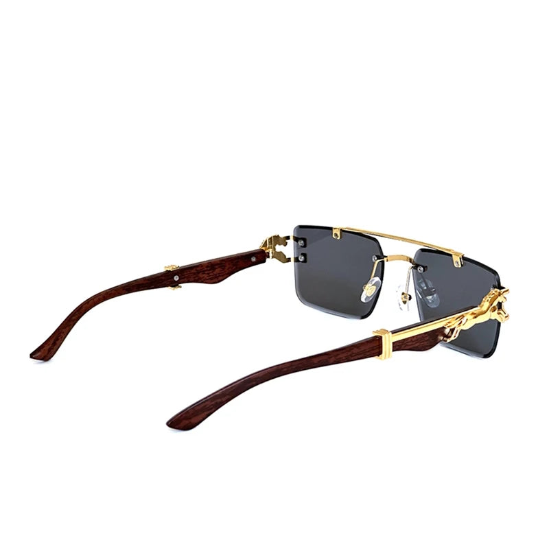 New In Sunglasses For Men Wooden Rimless Sunglasses Women  Vintage Square