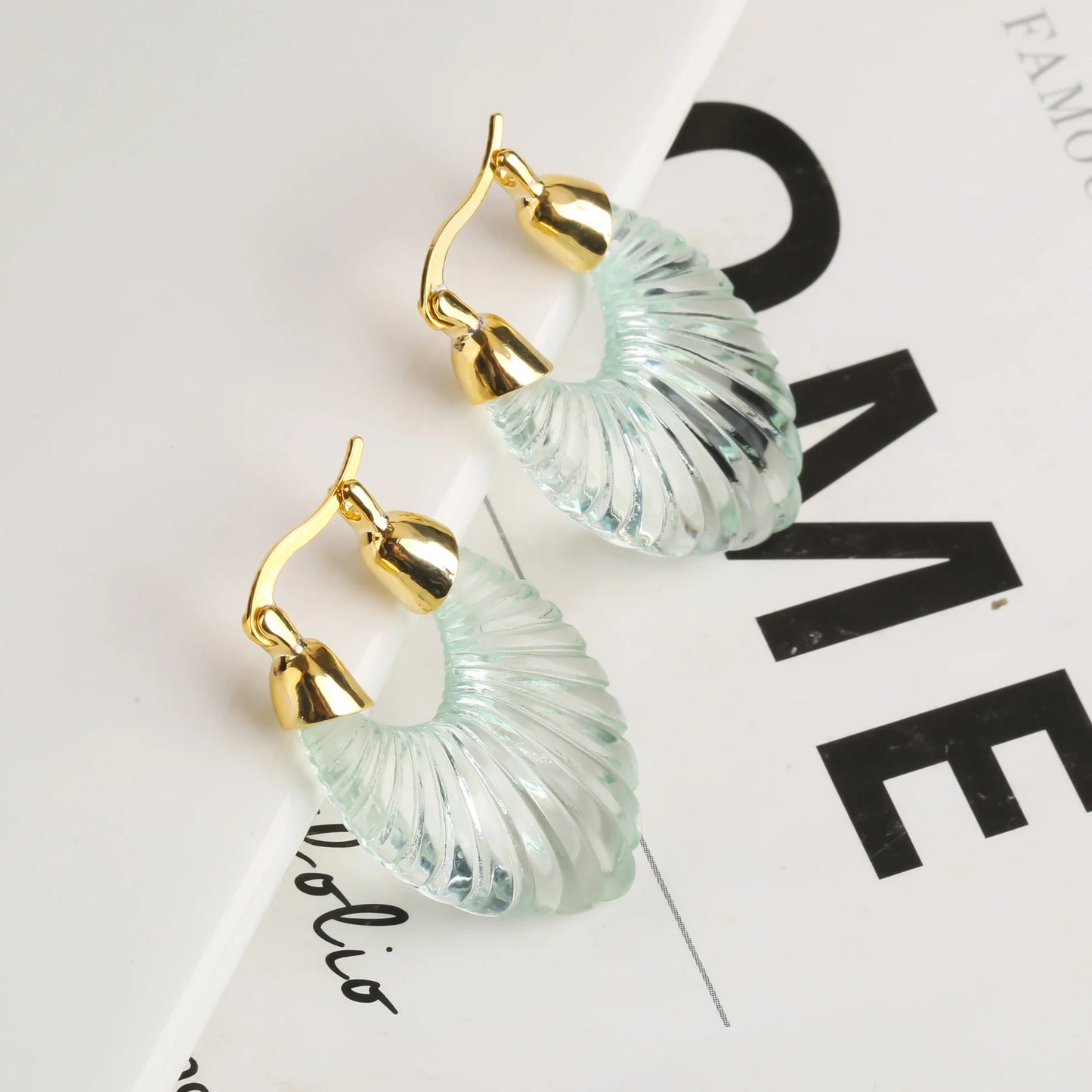 Transparent Crystal Irregular Curved Simple Earrings