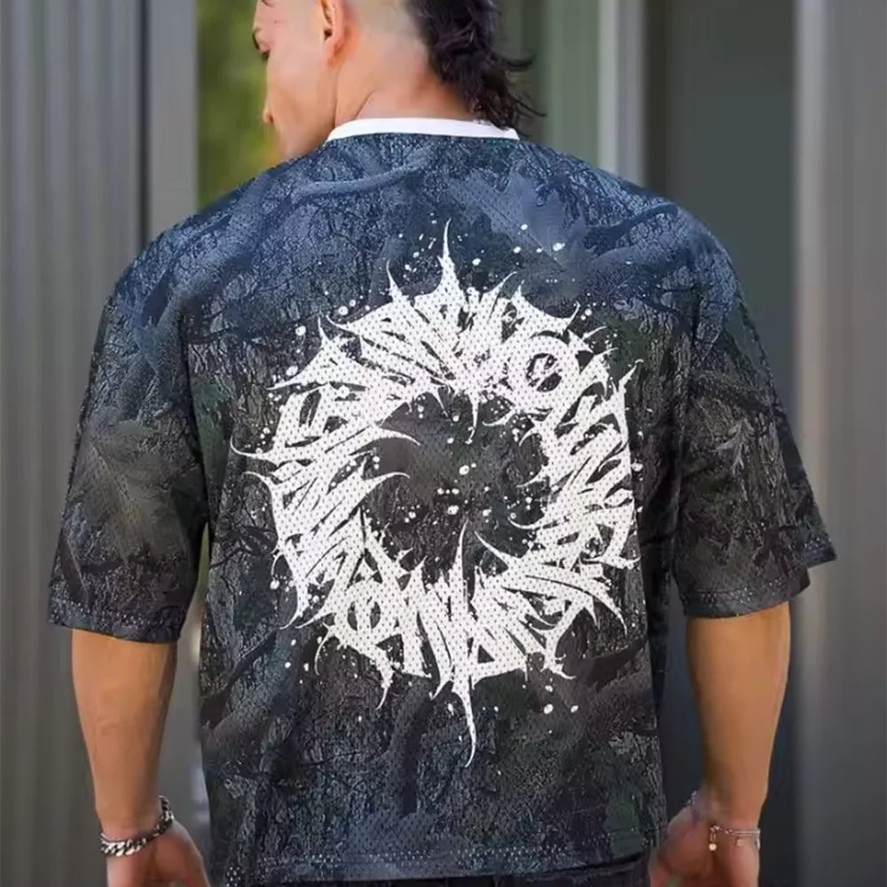 T-shirts Men Summer New Sports  Mesh Round Neck Loose And Comfortable