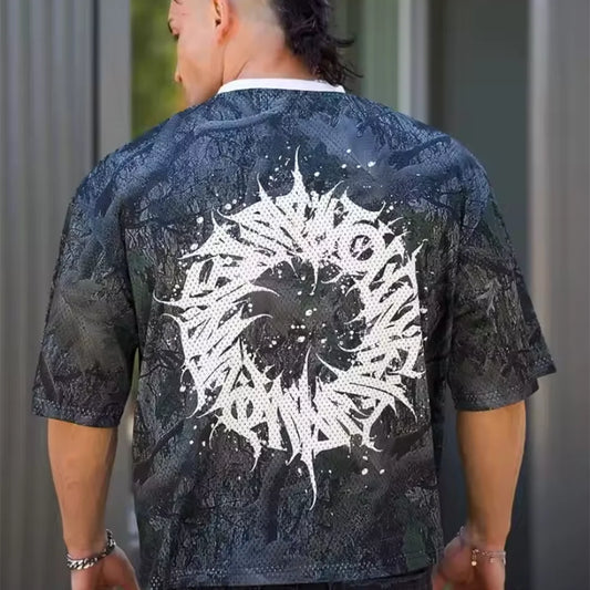 T-shirts Men Summer New Sports  Mesh Round Neck Loose And Comfortable