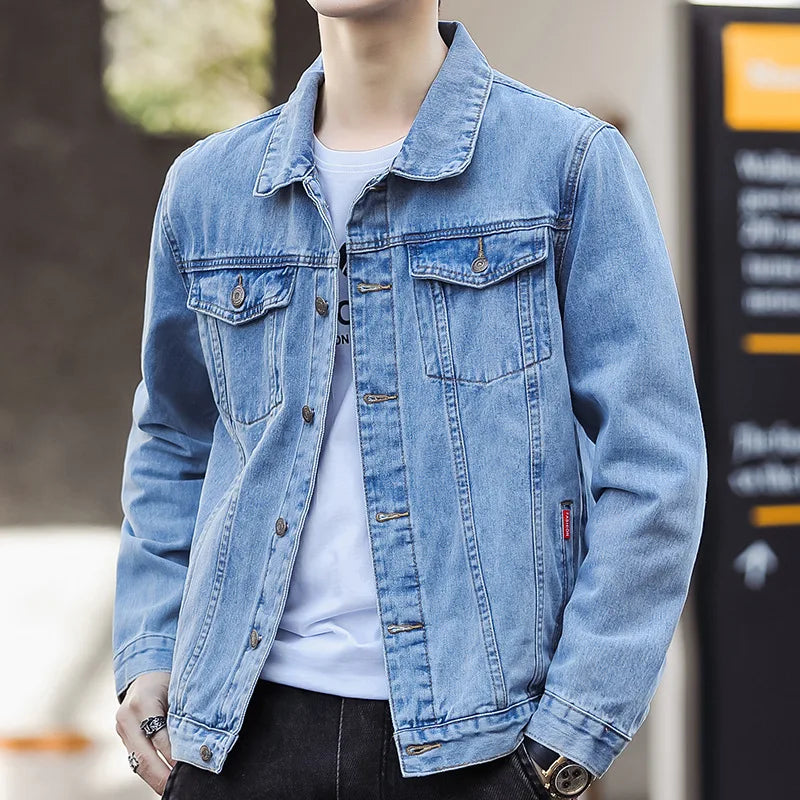 Denim Jackets Men's Fashion Casual Multi Pockets Cargo Jacket