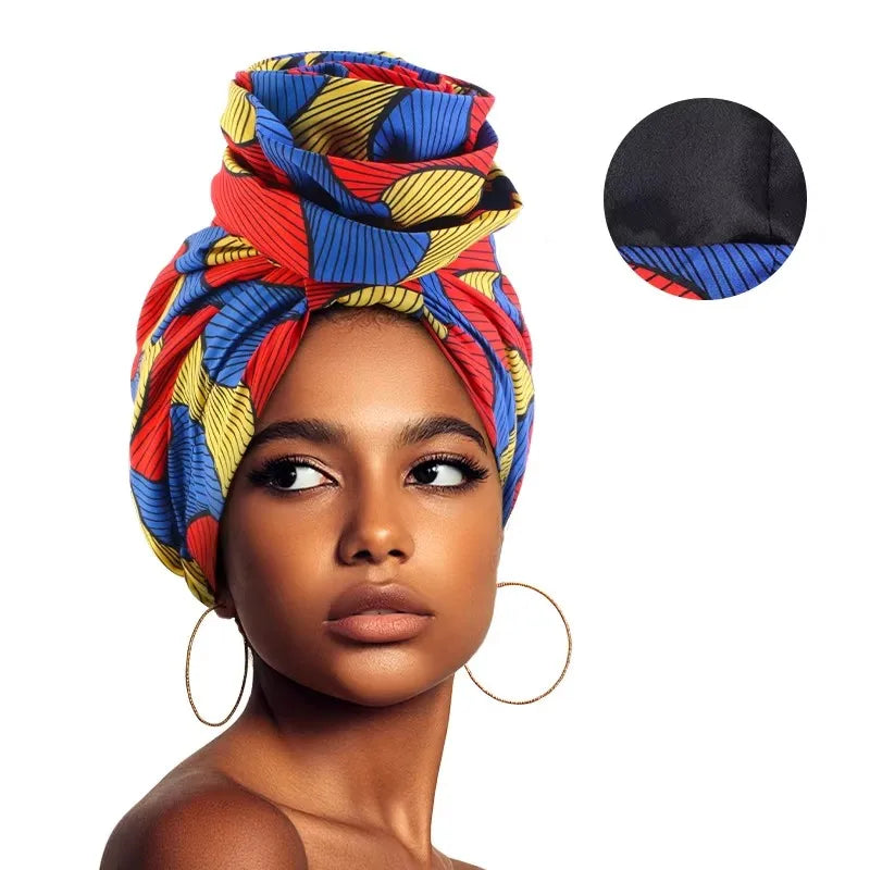 Woman African Satin Lined Turban Cap