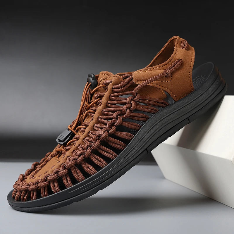 Men Sandals Summer Weave Shoes  Outdoor Breathable Comfort Slip On