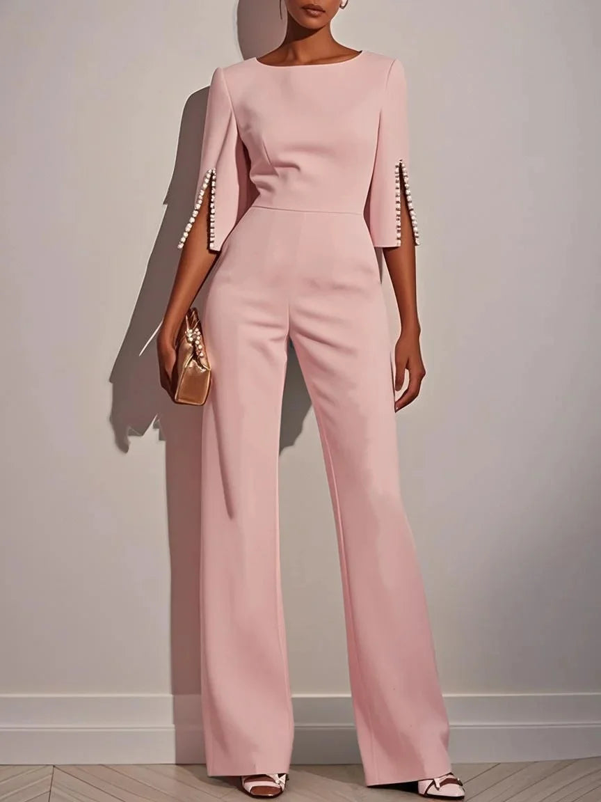 Women's  Casual round Neck Beaded Jumpsuit