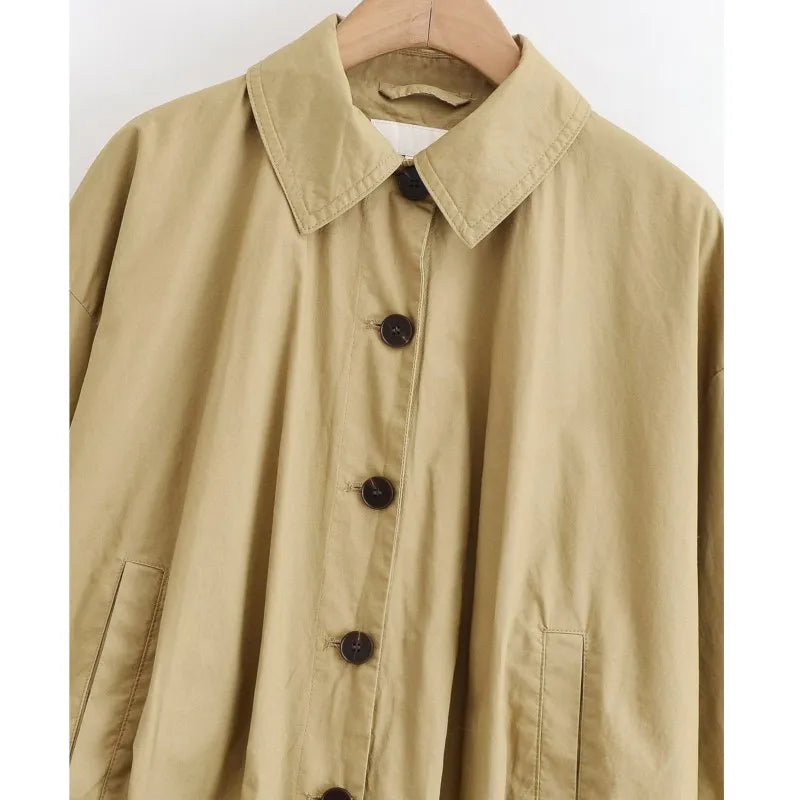 Lapel Collar Long Sleeve Single Breasted coat With Pockets