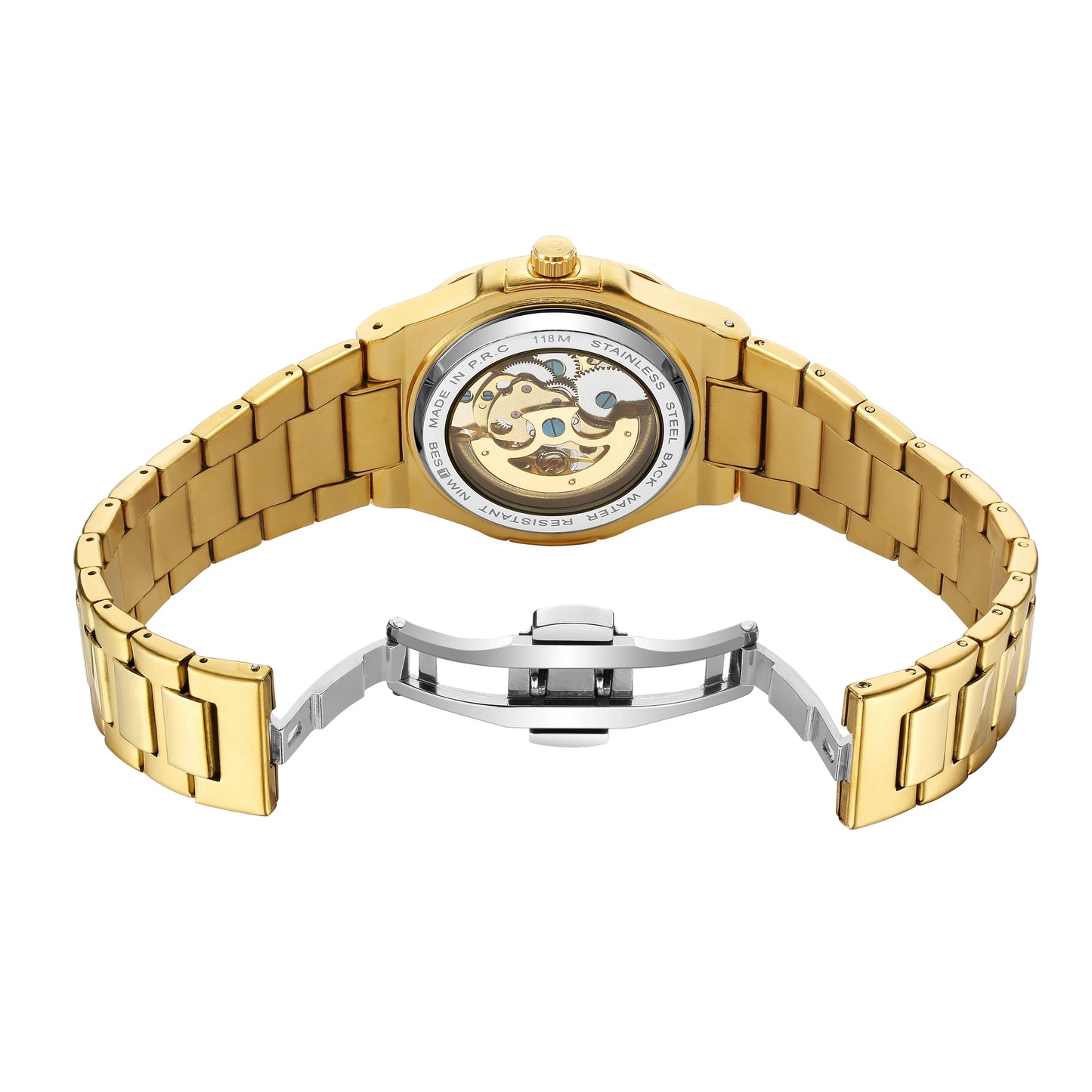 Luxury Automatic Watch For Men Mechanical Wristwatch Skeleton Stainless Steel