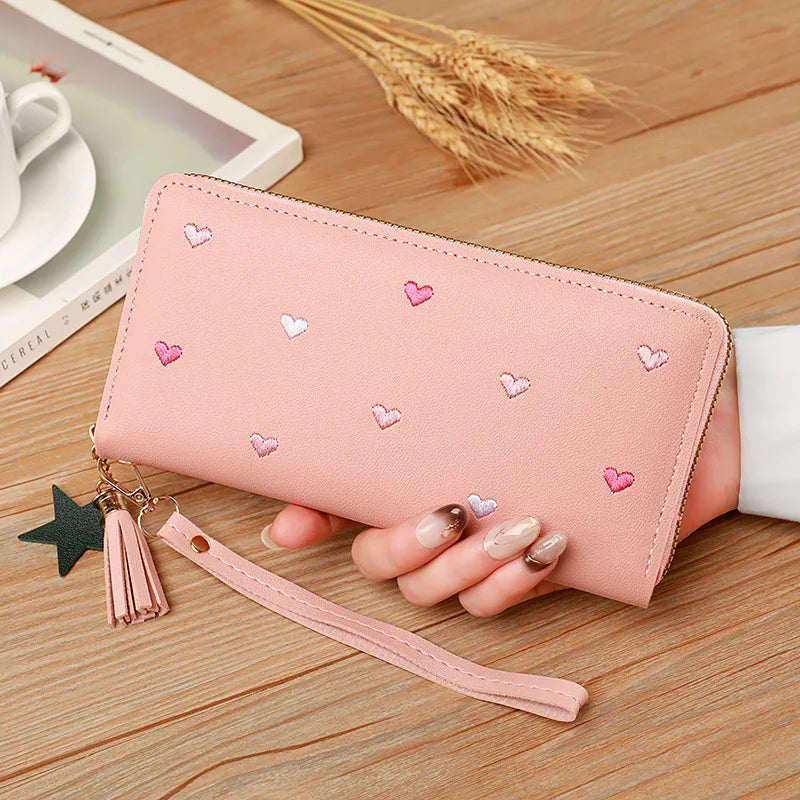 Women Long Wallets Purses Luxury Love Heart Wallets for Ladies