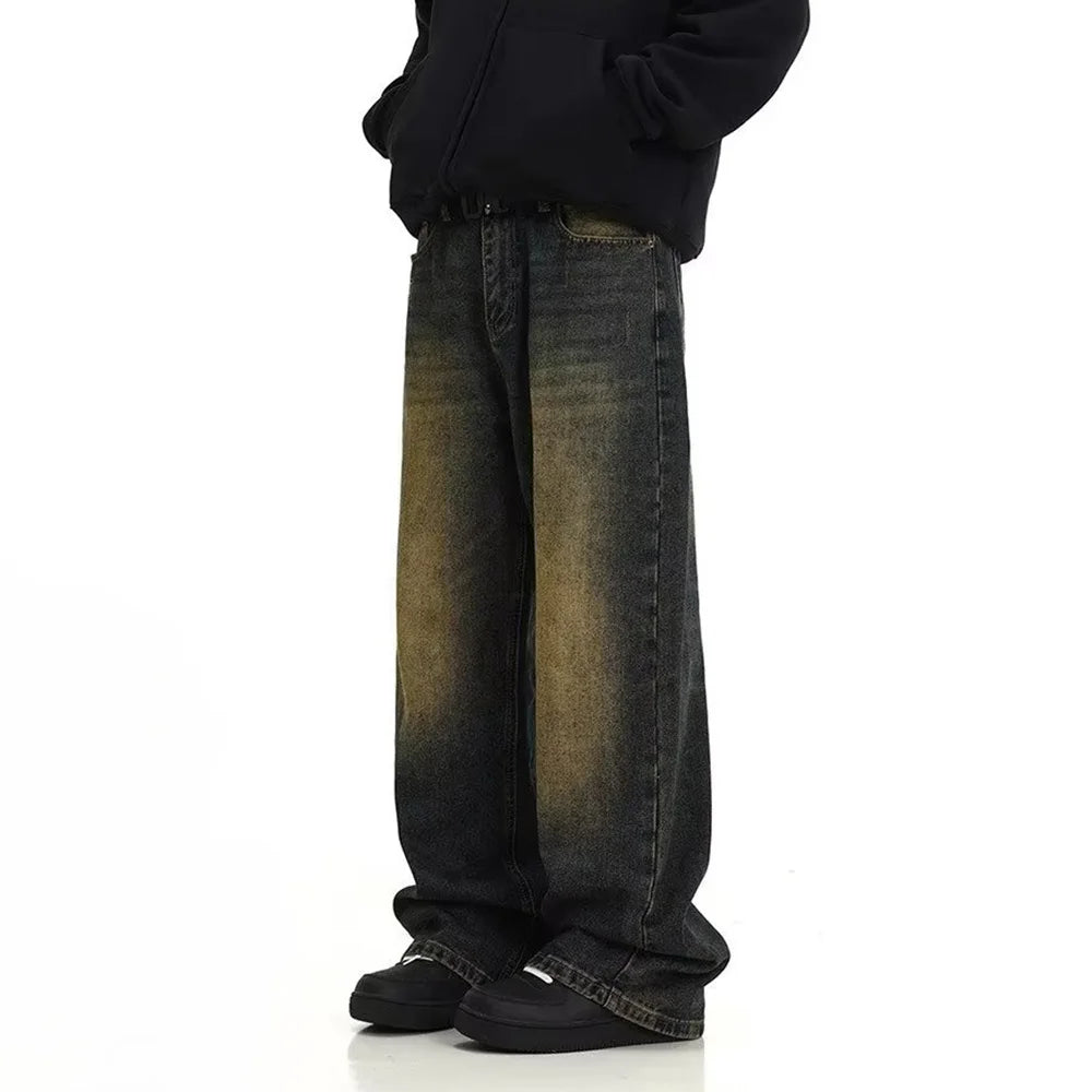 Mens Retro Casual Washed Jeans