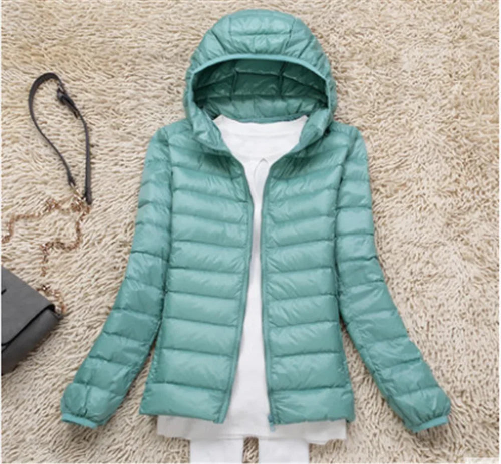 Women Puffer Jacket Ultra Light Weight Packable Hooded Down Coats