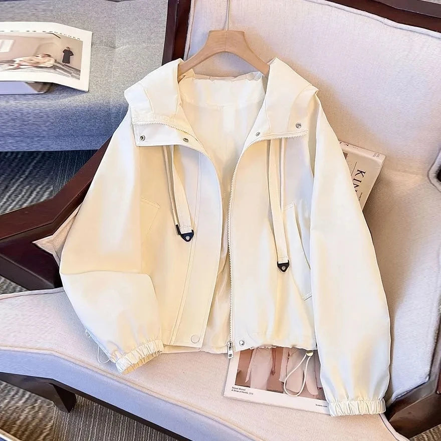 Women Purple Jacket Coat  Casual Hooded Trench Coat