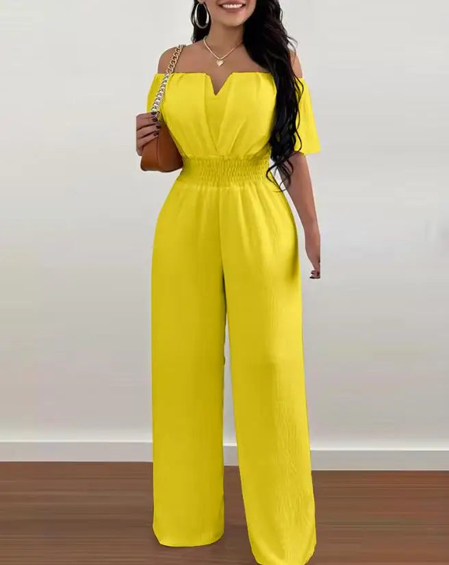 Jumpsuits for Women Casual Plain Short Sleeve