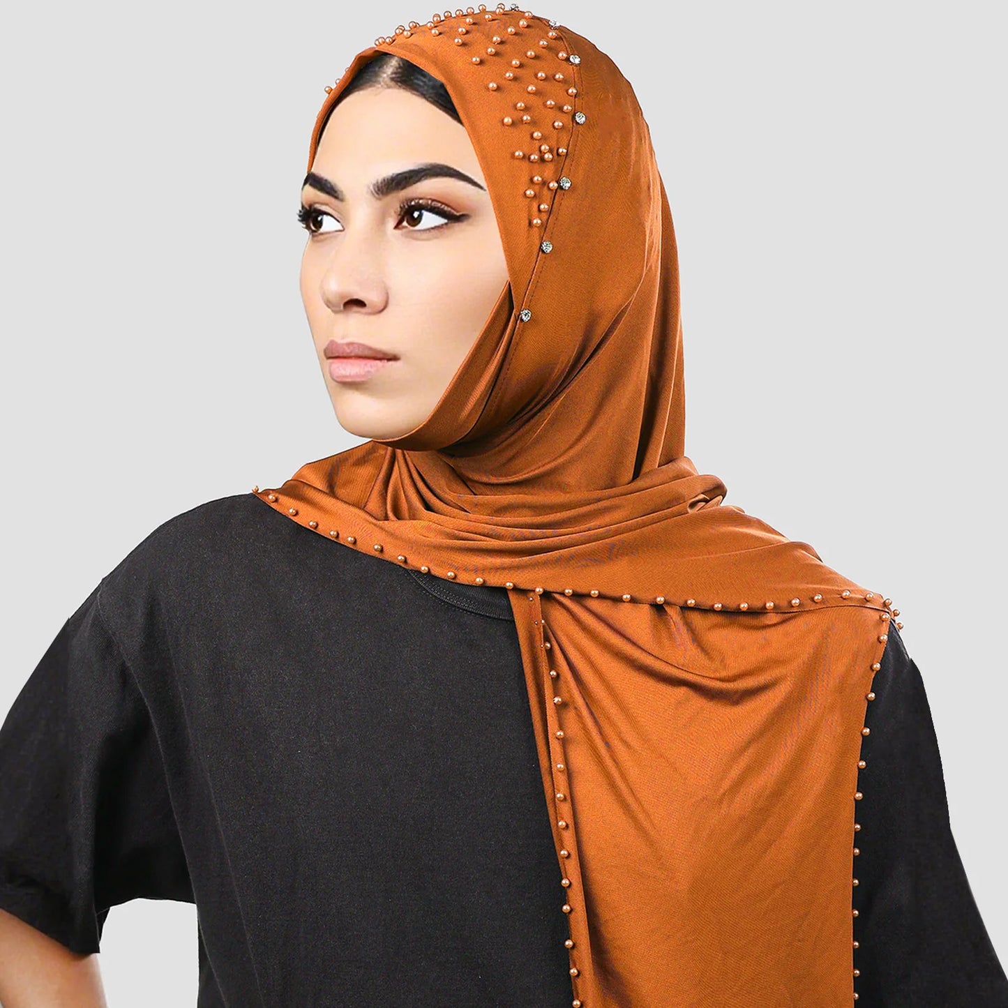 Ladies' beaded scarf, hooded elastic milk silk headband