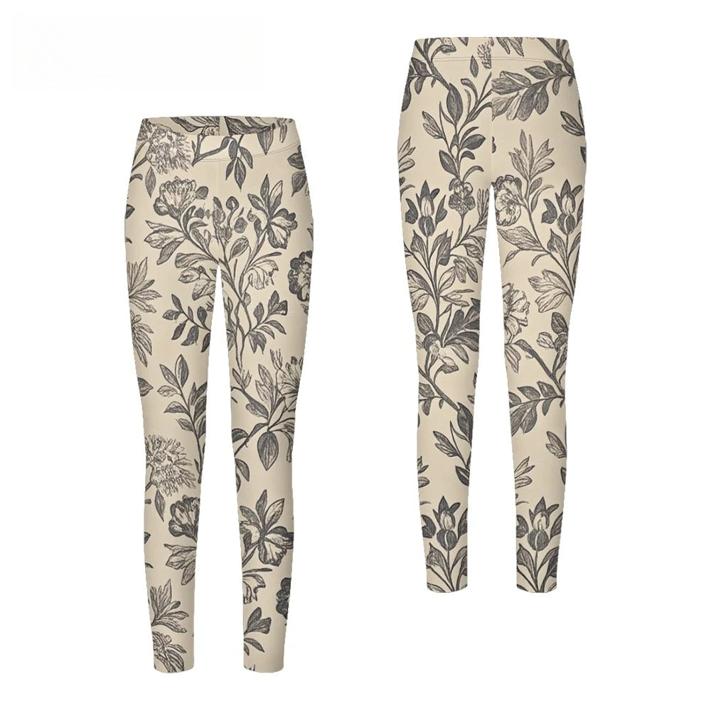 Women's High-Waisted Leggings with Botanical Print