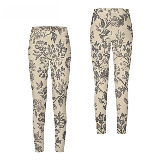 Women's High-Waisted Leggings with Botanical Print