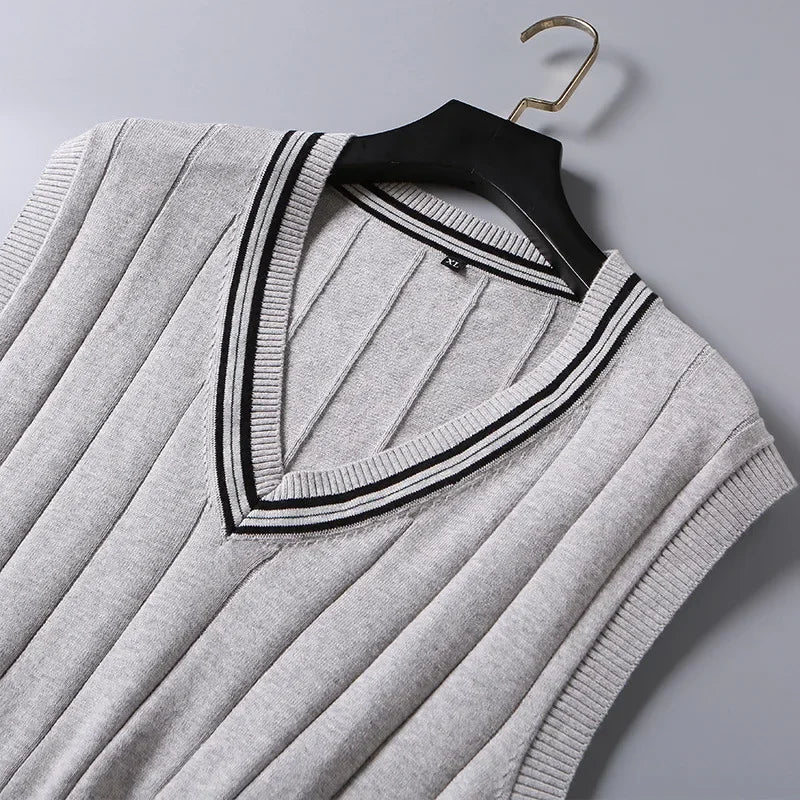 Men Knit Vest Casual Knitted Sweater  Waistcoat