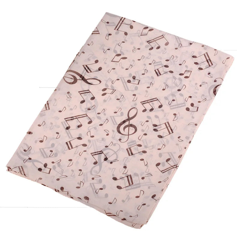 Ladies Musical Note Print Chiffon Neck Scarf