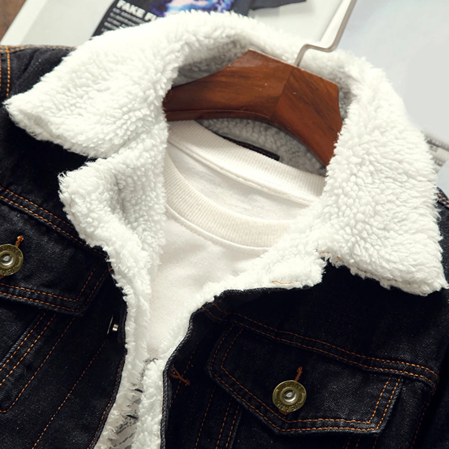 Autumn Jacket Denim Inner Fleece Thicken Winter Jeans Jacket Coat