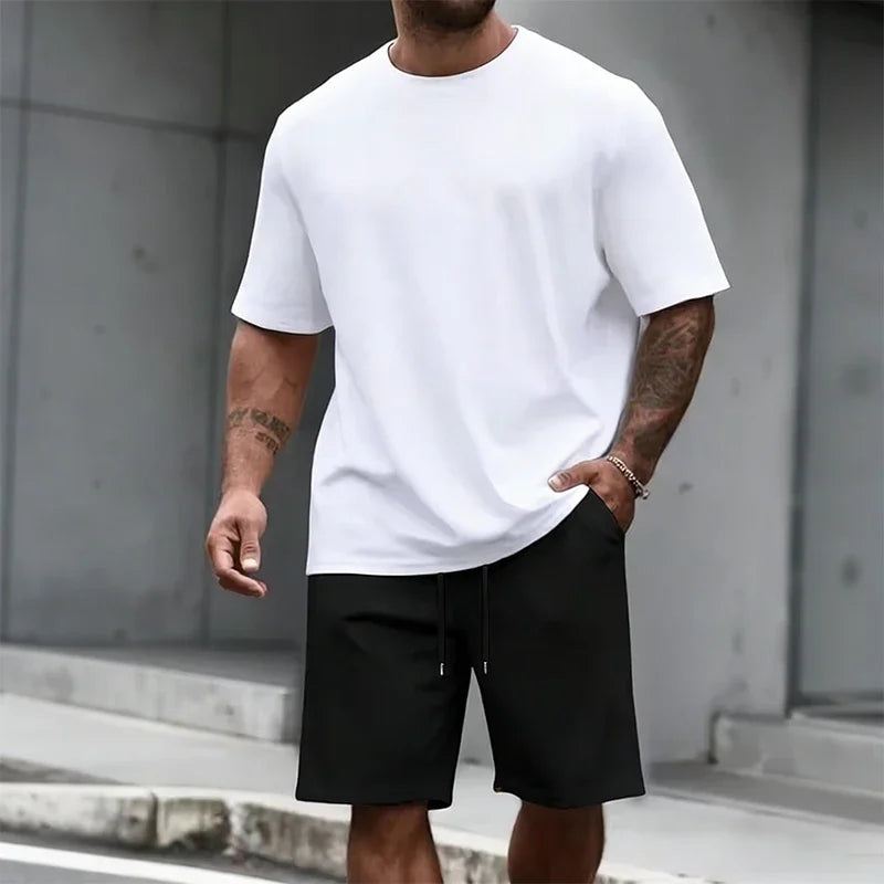 Men's Set O-Neck T-shirt & Sports Shorts