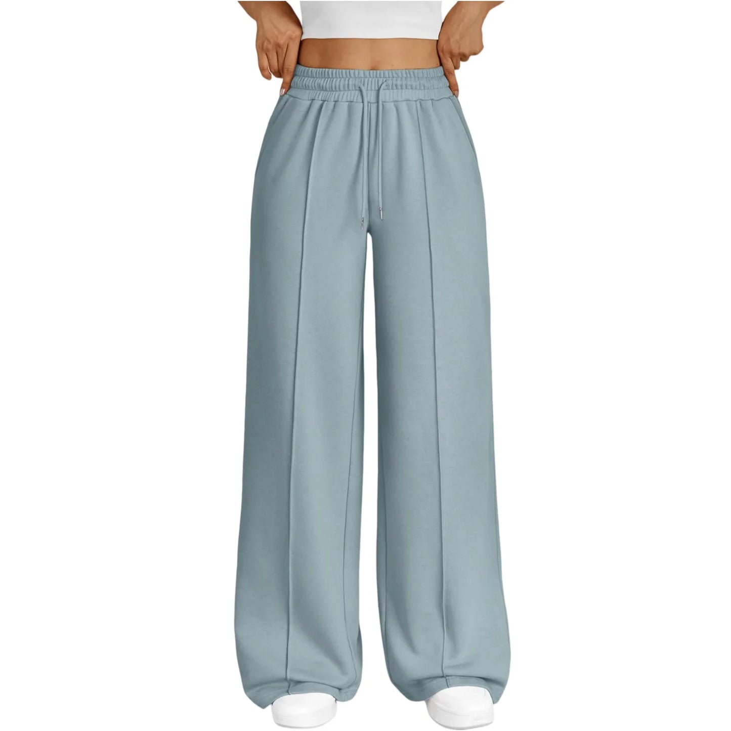 Wide Leg  Fleece Lined Sweatpants Plain Fitness Joggers