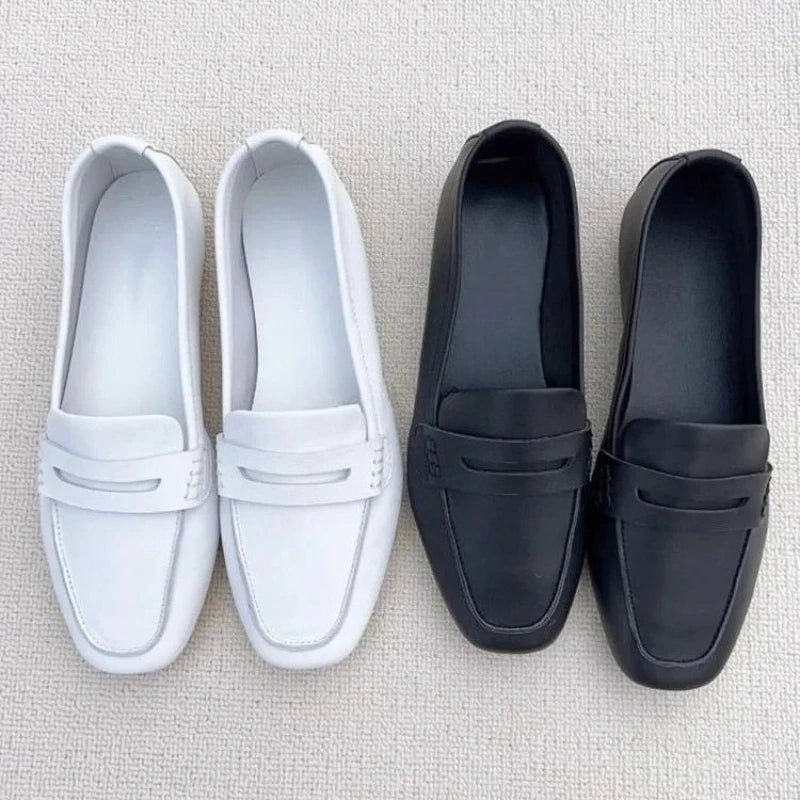 Loafers Woman Leather Mocassins  Casual Flat Shoes