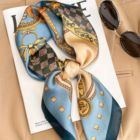 new silk satin square scarf, elegant women's accessories