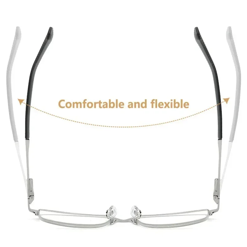 Men Reading Glasses Business Presbyopia Glasses Metal Frame Anti Blue Light Eyeglasses
