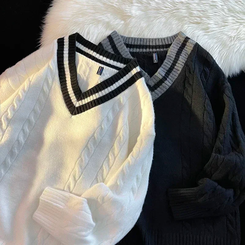 Men  Outdoor  V-neck Knitted Sweater