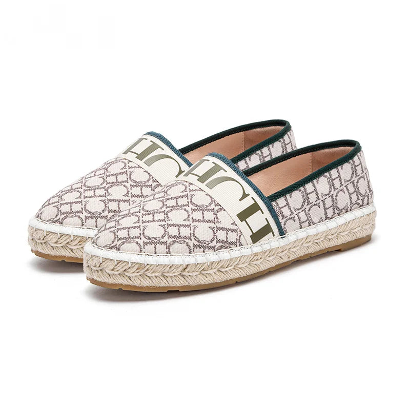 Exquisite Craftsmanship Women's Loafers Lace-up Flats Sparkling Loafers Handmade Grass Woven Soles
