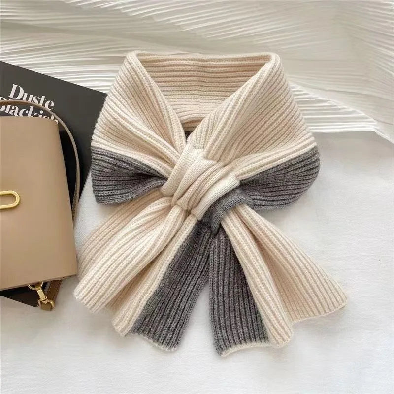 Girls'  short cross scarf knitted all-matching