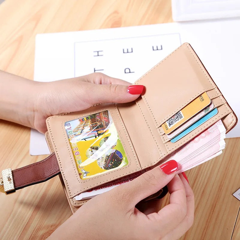 Women Wallet PU Leather Purse Female Long Wallet Gold