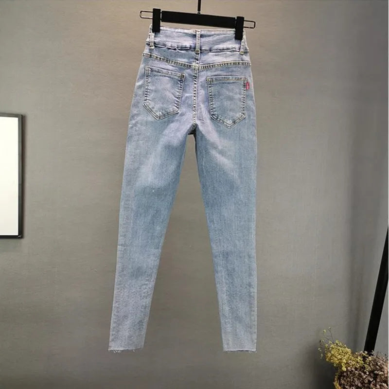 Women's Jeans Elastic Slim  Hot Diamond Small Foot Pencil Pants