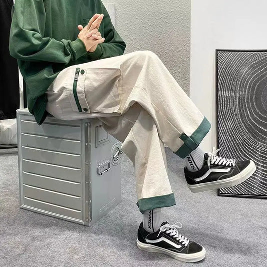 Men's Brand Street-fried Wide-leg Pants Nine-point Pants