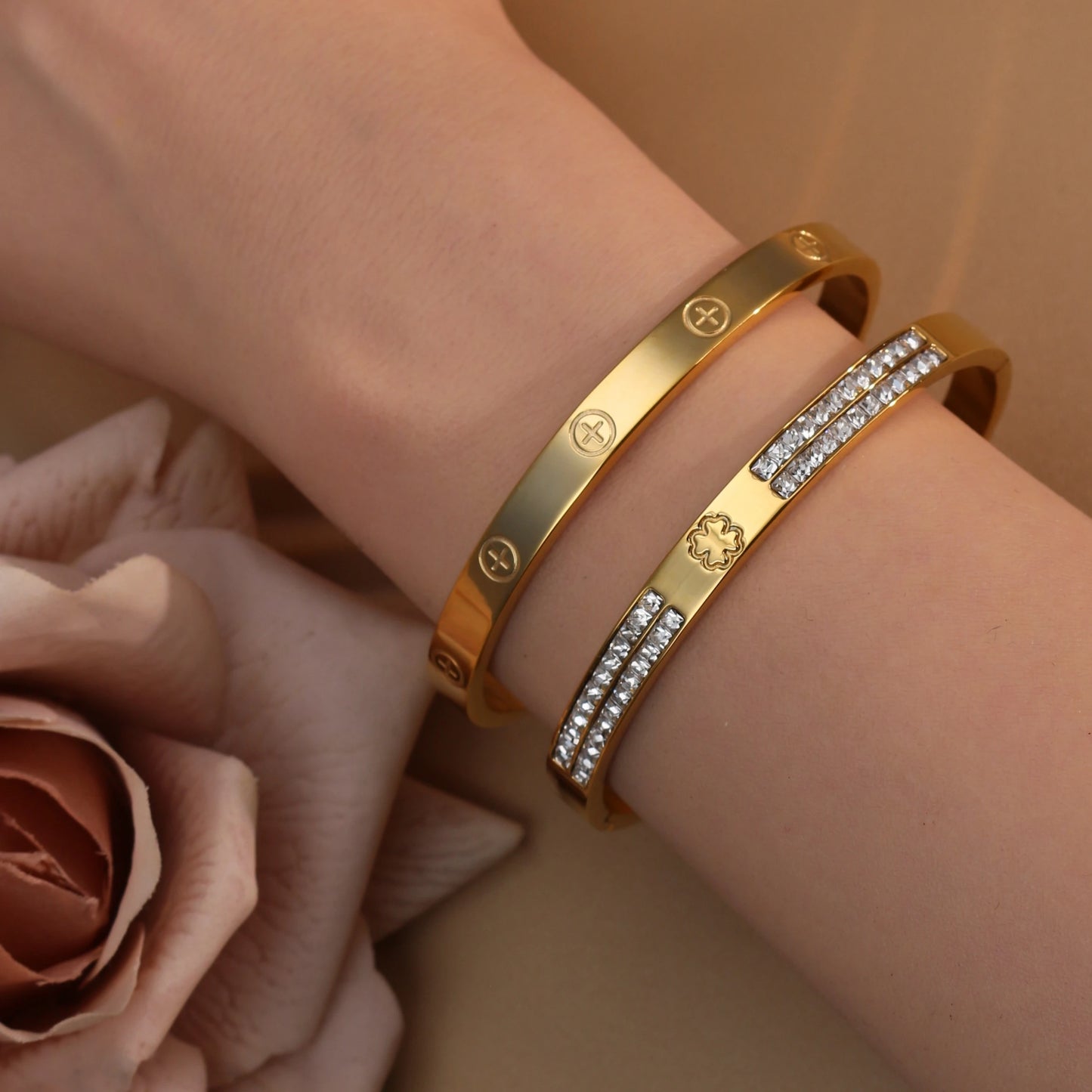 Cross Screwdriver Stainless Steel Zircon Bracelet.