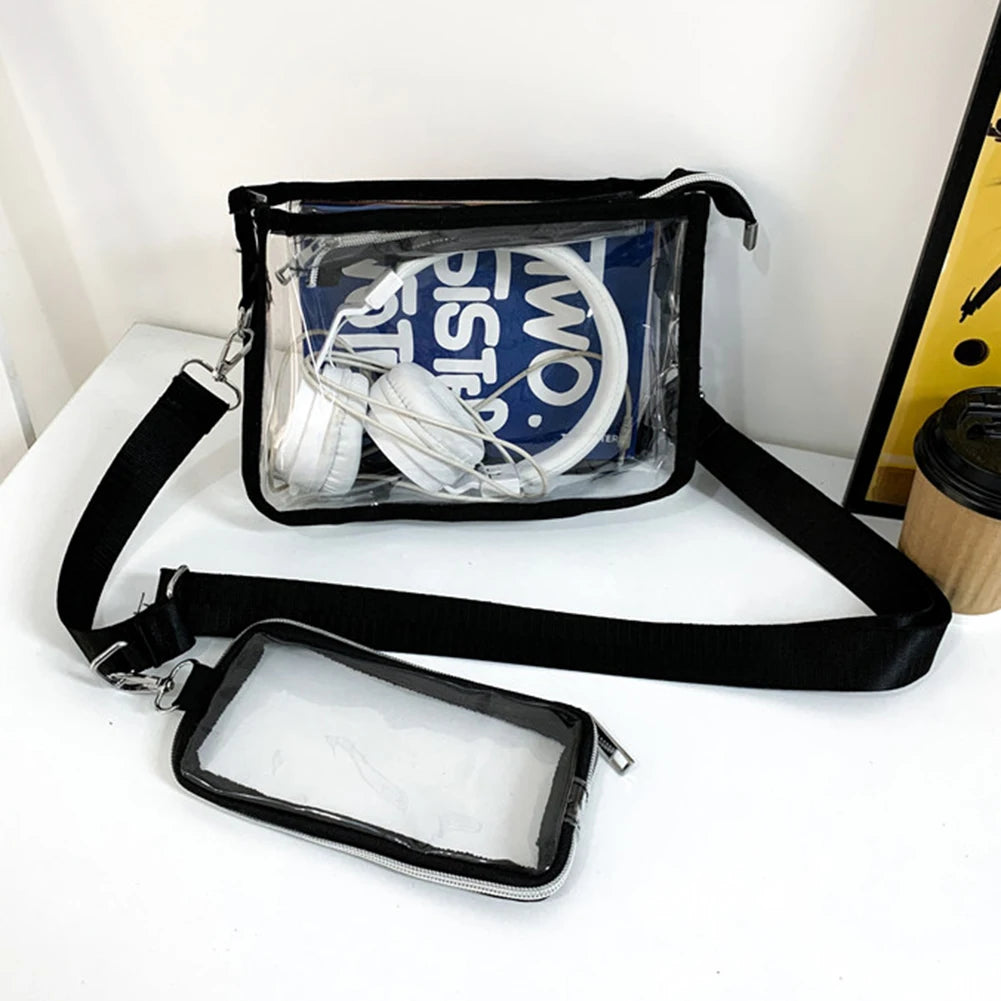 Women Crossbody Bag Casual Clear Clutches Zip Closure Travel Bag