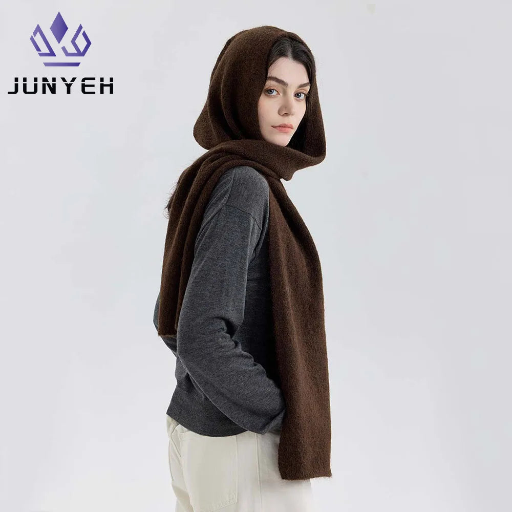 Balaclava Beanie Scarf Set Wool Warm One-Piece Hat Scarf