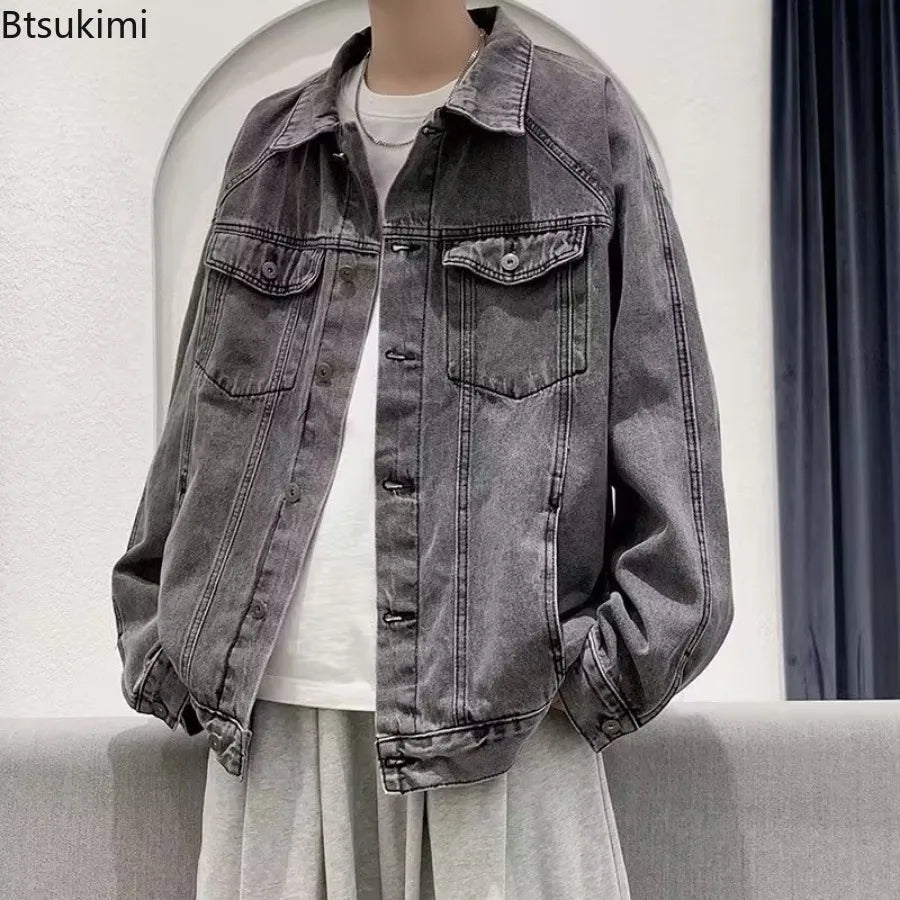 Denim Jackets Men's Fashion Casual Multi Pockets Cargo Jacket