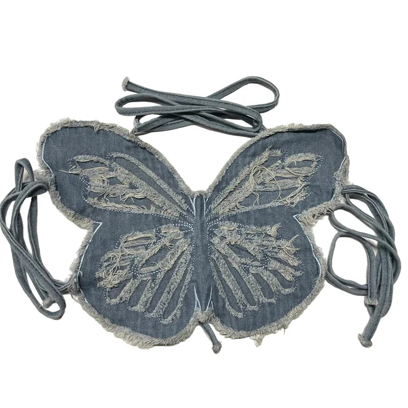 Women Summer Tank Tops, 3D Butterfly Shaped Halter Neck