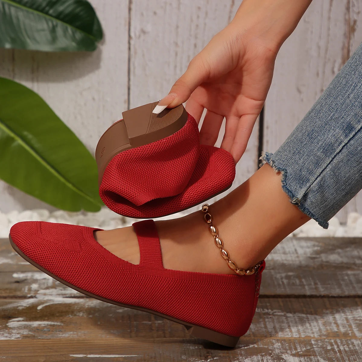Women Flats Summer Trend Knitted Flat Shoes