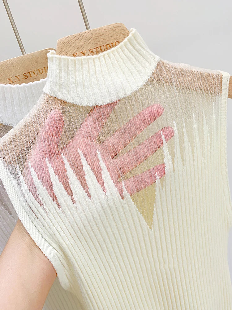Tank Top Half Neck Vest Female Sleeveless Sweater