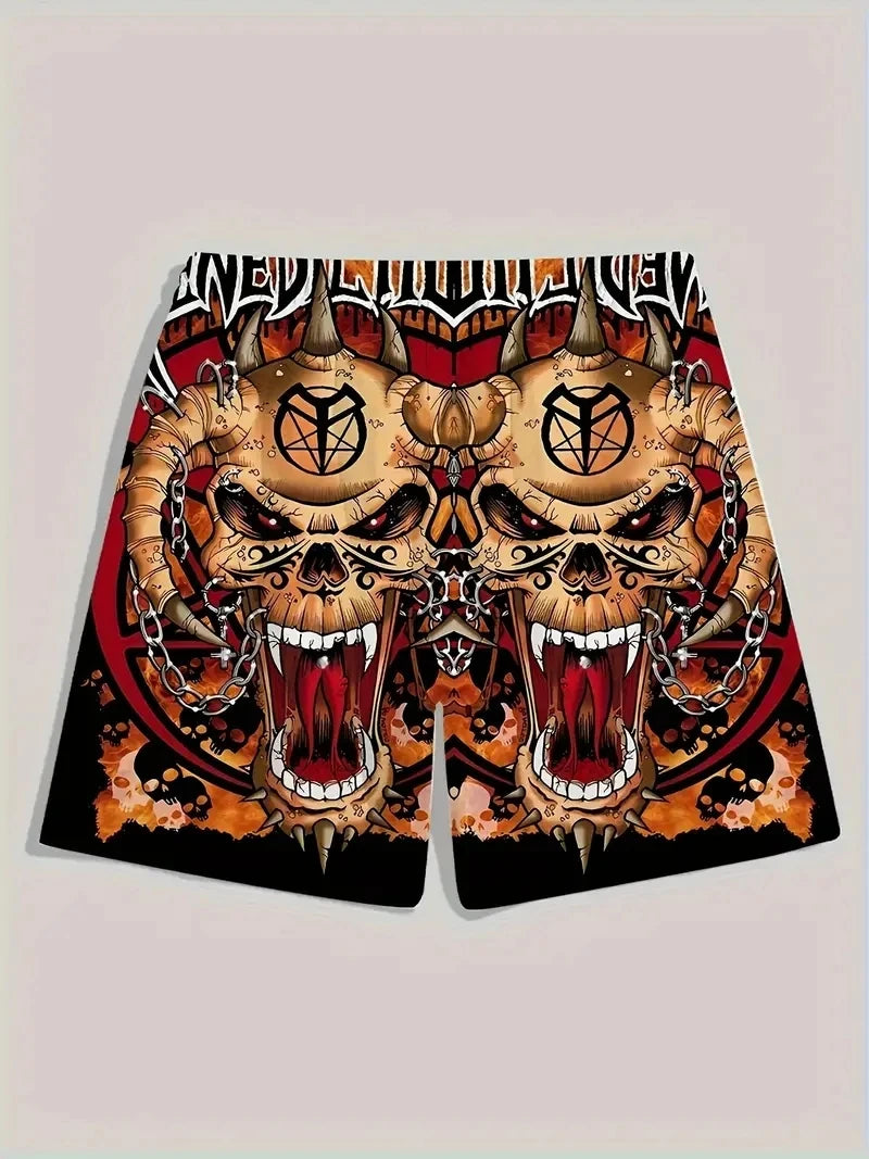 Men's Beach Pants Red Dragon 3D Printed