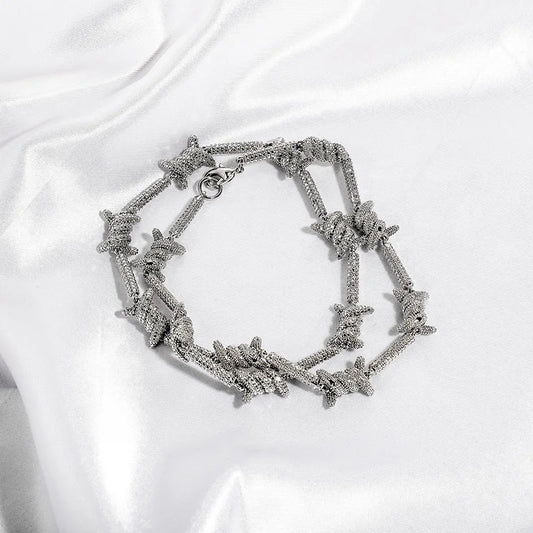 Hip Hop Bling Ice Out Stick Twisted Wire Shape Link Chain Necklace for Men